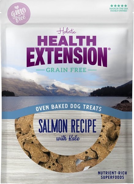 Health Extension Grain-Free Oven Baked Salmon Recipe with Kale Dog Treats