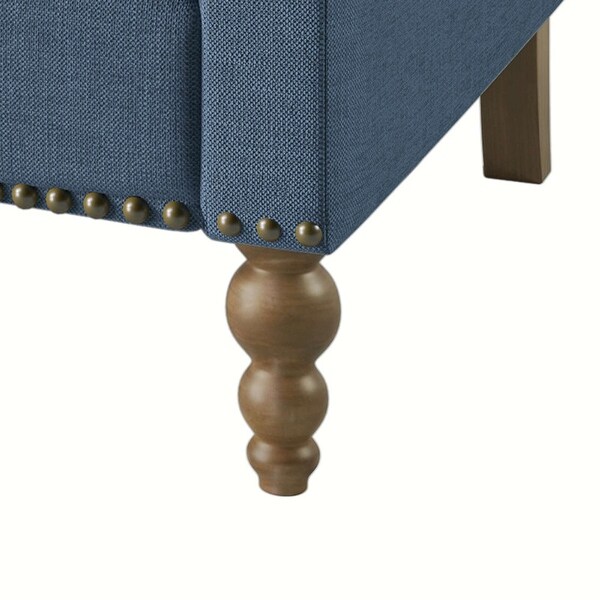 Classic Linen Armchair Accent Chair with Bronze Nailhead Trim