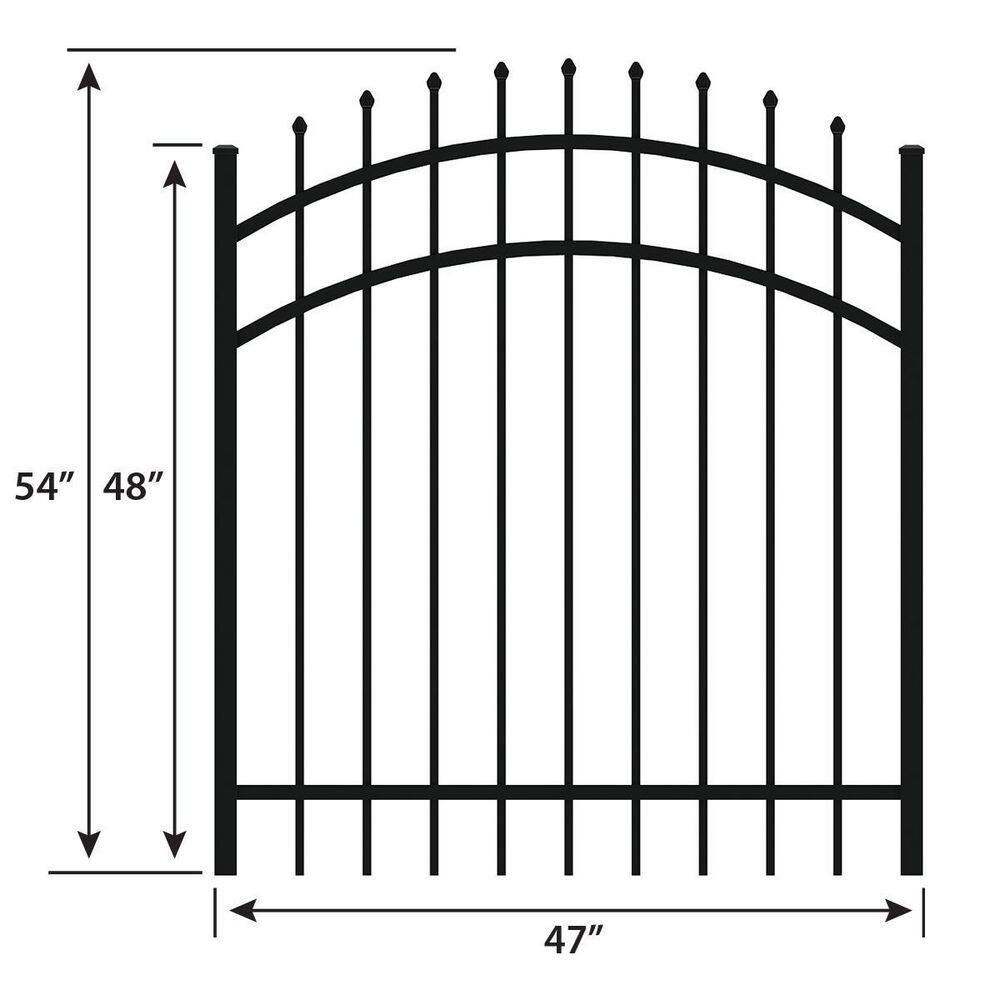 FORGERIGHT Osprey 4 ft. W x 4 ft. H Arched Black Aluminum Fence Gate 882338