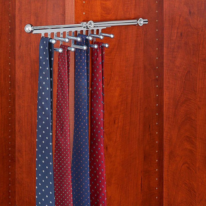 Rev-A-Shelf 12 Pull Out Tie/Scarf Closet Organizer Rack， Chrome， CRT-12-CR