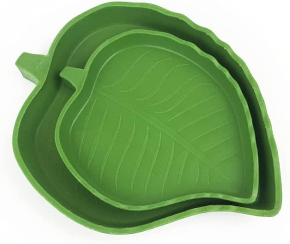 2 Pieces Leaf Shaped Reptile Water Food Bowl Dish For Turtle Drinking