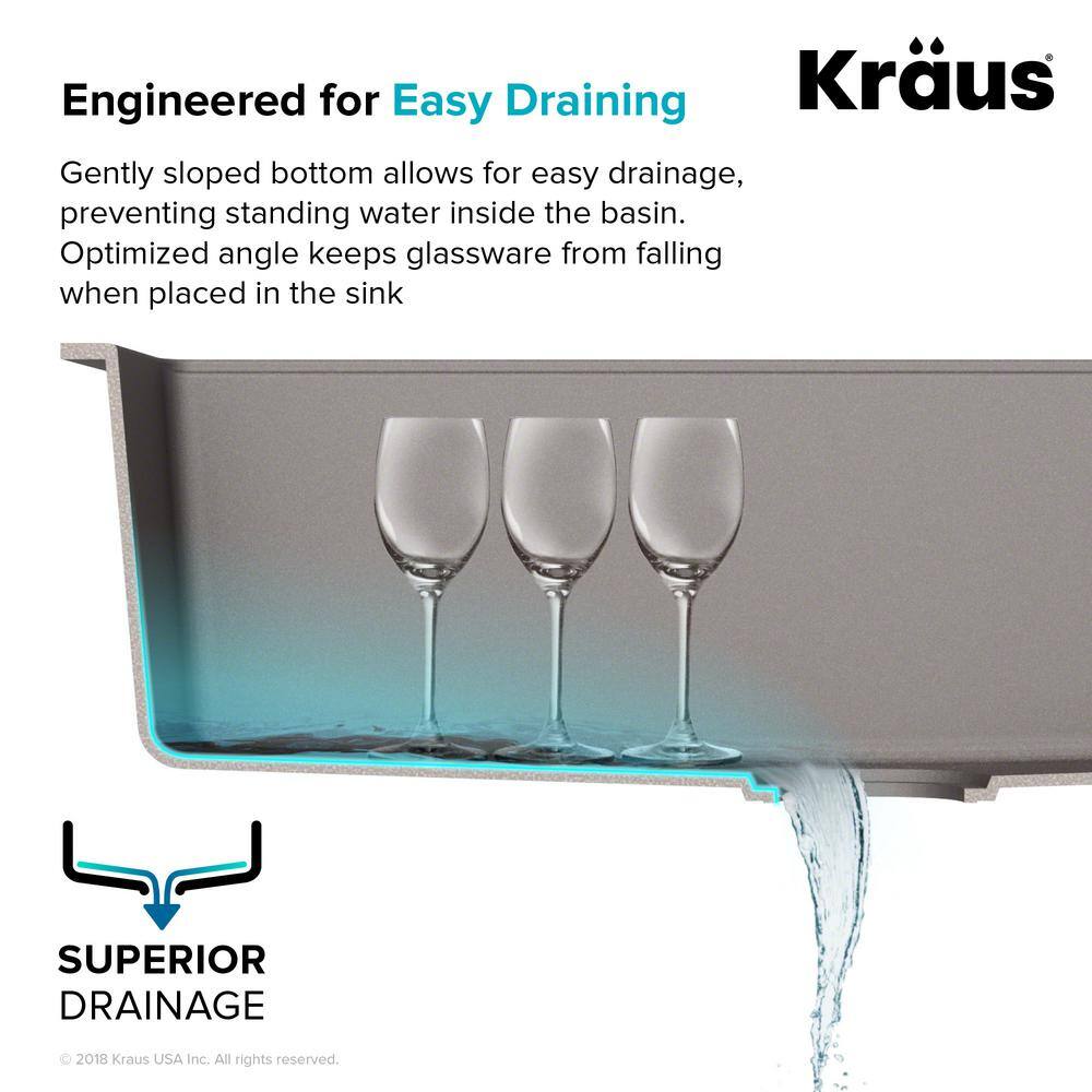 KRAUS Quarza 25 Dual Mount Single Bowl Granite Kitchen Sink in White KGD-441WHITE