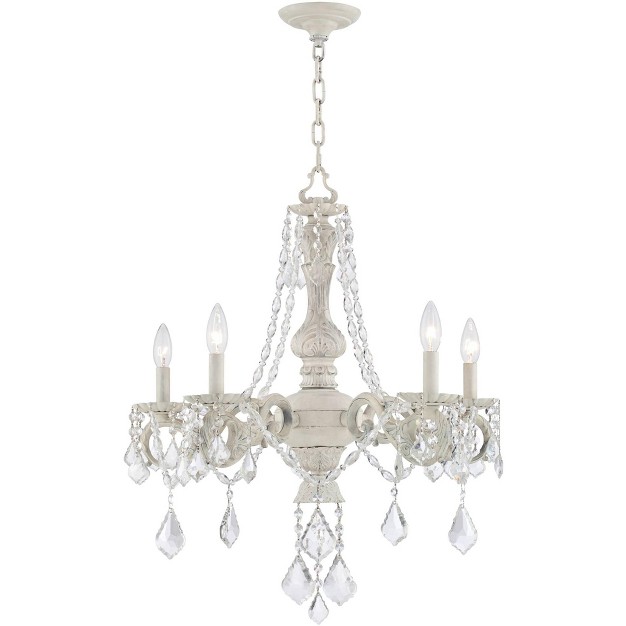 Wide French Crystal 5 light Fixture For Dining Room House Kitchen Island