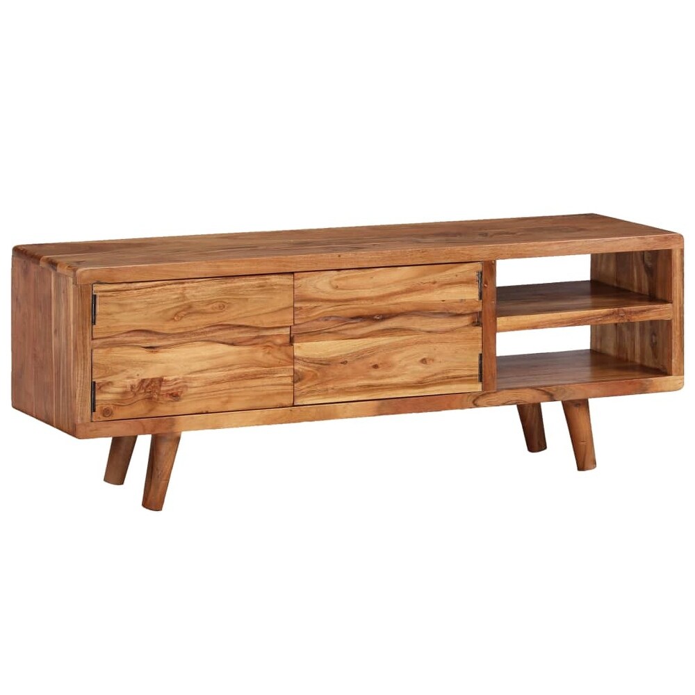 vidaXL TV Stand Solid Wood Acacia with Carved Doors 46.1\