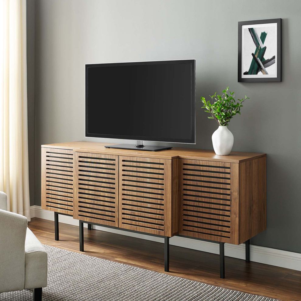 Console Entry Table Sideboard  Rectangular  Wood  Metal  Brown Walnut  Modern   Transitional   Entertainment Centers And Tv Stands   by House Bound  Houzz