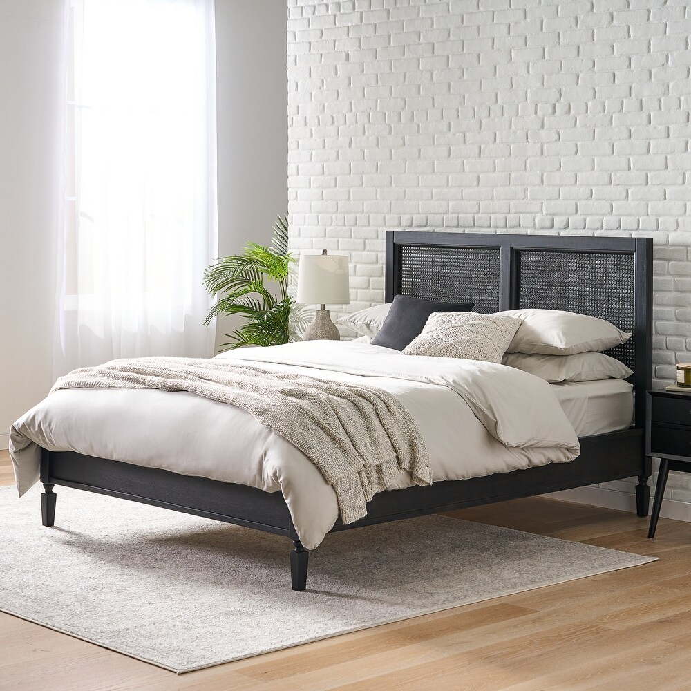 Lorent Acacia Wood and Rattan Queen Bed by Christopher Knight Home