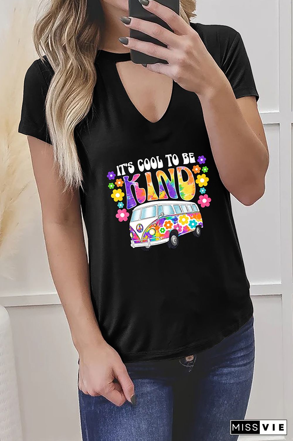 Cool To Be Kind Retro Bus Graphic Tees for Women Wholesale Short Sleeve T shirts Top