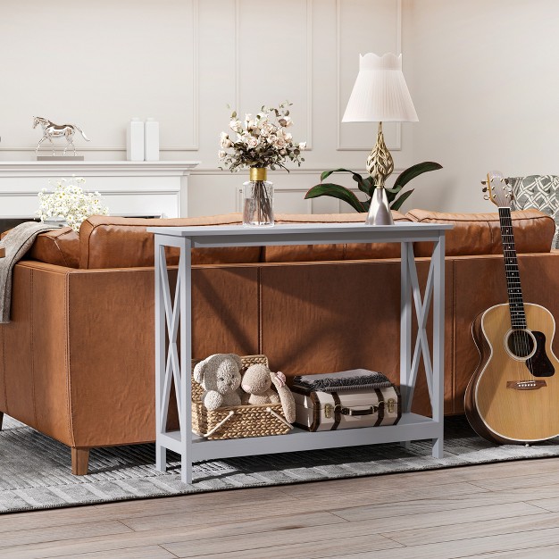 Homcom 2 tier Console Table Sofa Side Table With Storage Shelf X Design For Entryway Living Room And Hallway