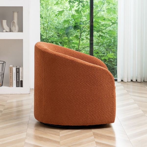 Modern Boucle Upholstered Swivel Barrel Armchair