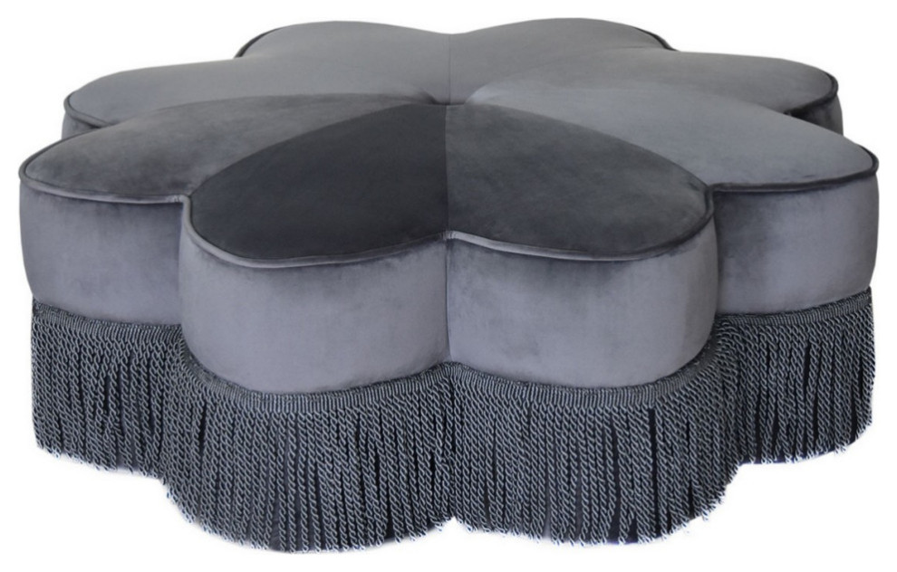 Judith Flower Ottoman  Dark Gray   Contemporary   Footstools And Ottomans   by Rustic Home Furniture Deco  Houzz