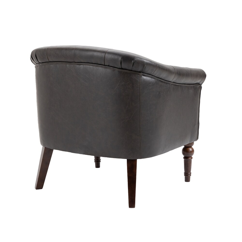 Contemporary PU Leather Tufted Barrel Accent Chair