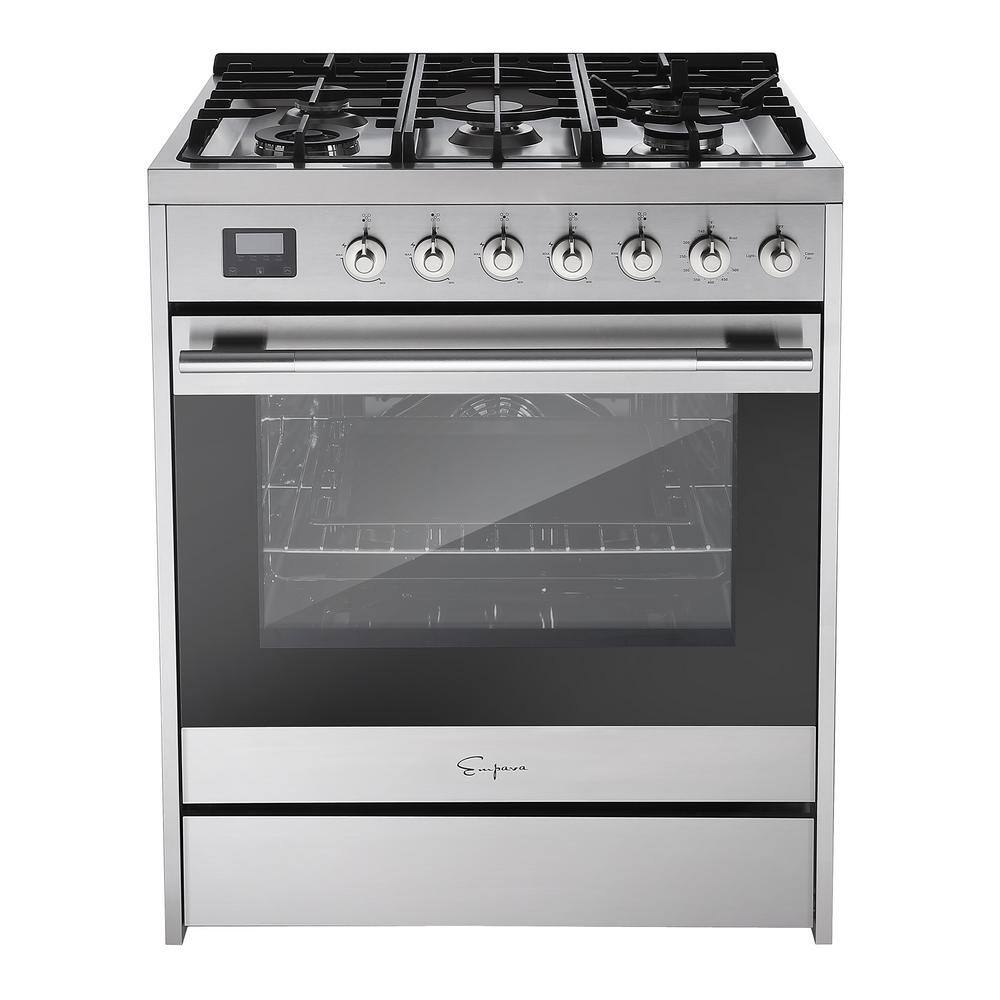 Empava 30 in. 5.0 cu. ft. Slide-In Single Oven Gas Range with 5 Sealed Burner Cooktop and Drawer in Stainless Steel EMPV-30GR06