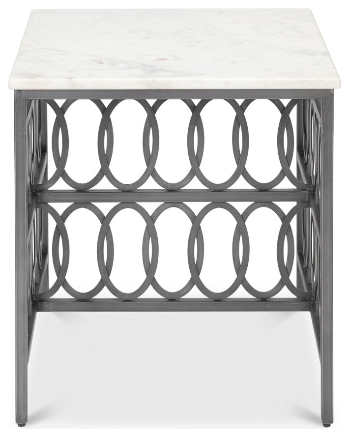 Olympia Square Side Table White Marble Top   Traditional   Side Tables And End Tables   by Sideboards and Things  Houzz