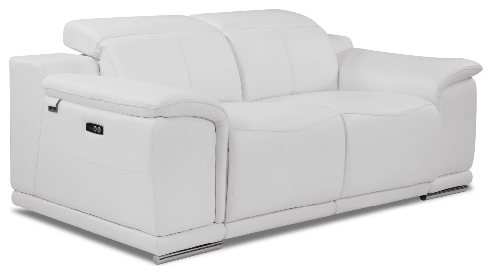 Veneto Italian Leather Power Reclining Loveseat   Contemporary   Loveseats   by Luxuriant Furniture  Houzz