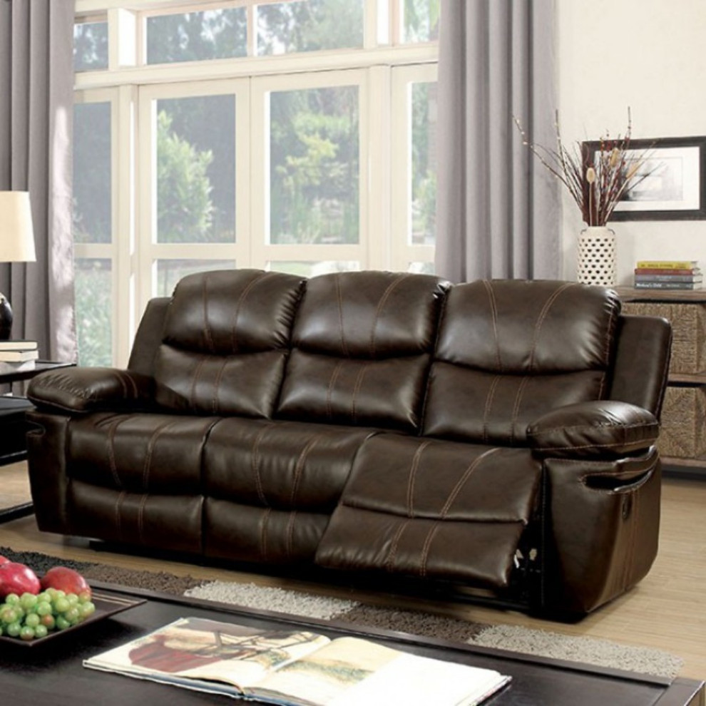 Benzara BM138009 Listowel Gorgeous Upholstery Sofa  Brown   Contemporary   Sofas   by Uber Bazaar  Houzz