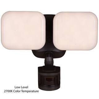 VAXCEL Theta 2-Light Integrated LED Outdoor Motion Sensor Adjustable Security Flood Light Bronze T0613