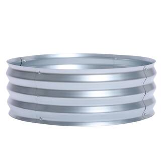 LuxenHome 36 in. Galvanized Metal Round Raised Garden Bed WHPL1270