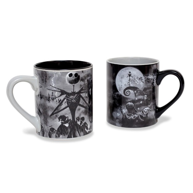 Silver Buffalo Disney The Nightmare Before Christmas Stormy Night Ceramic Mugs Set Of 2