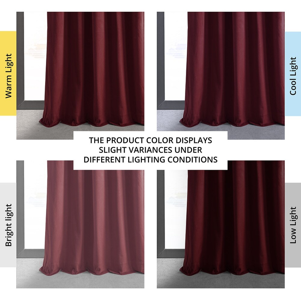 Exclusive Fabrics Signature Burgundy Velvet Blackout Curtain (1 Panel)   Luxurious Blackout Drapery for Elegant Décor