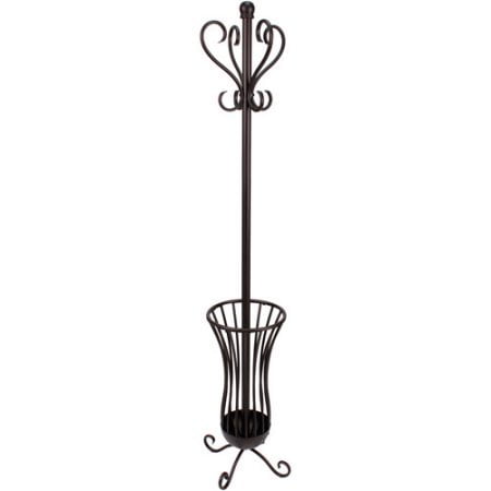 Better Homes and Gardens Traditional Metal Coat Rack With Umbrella Stand， Bronze Finish