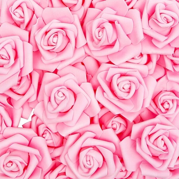 100 Pack 3 Pink Light Pink Artificial Rose Fake Flower Heads for Flower Décor