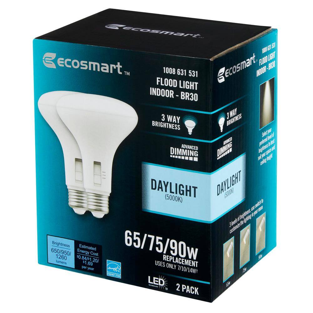 EcoSmart 150-Watt Equivalent PAR38 Spot Light Energy Star Dimmable CEC LED Light Bulb Daylight (2-Pack) FG-04302