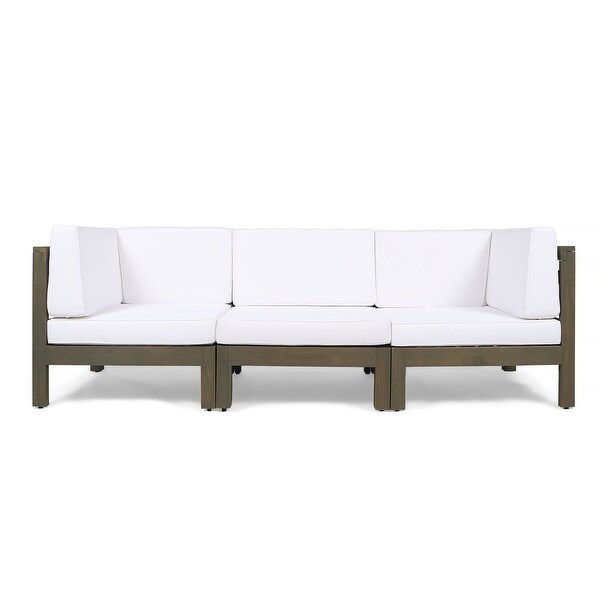 Oana Acacia Wood 3seat Sectional Sofa with Cushions by Christopher Knight Home