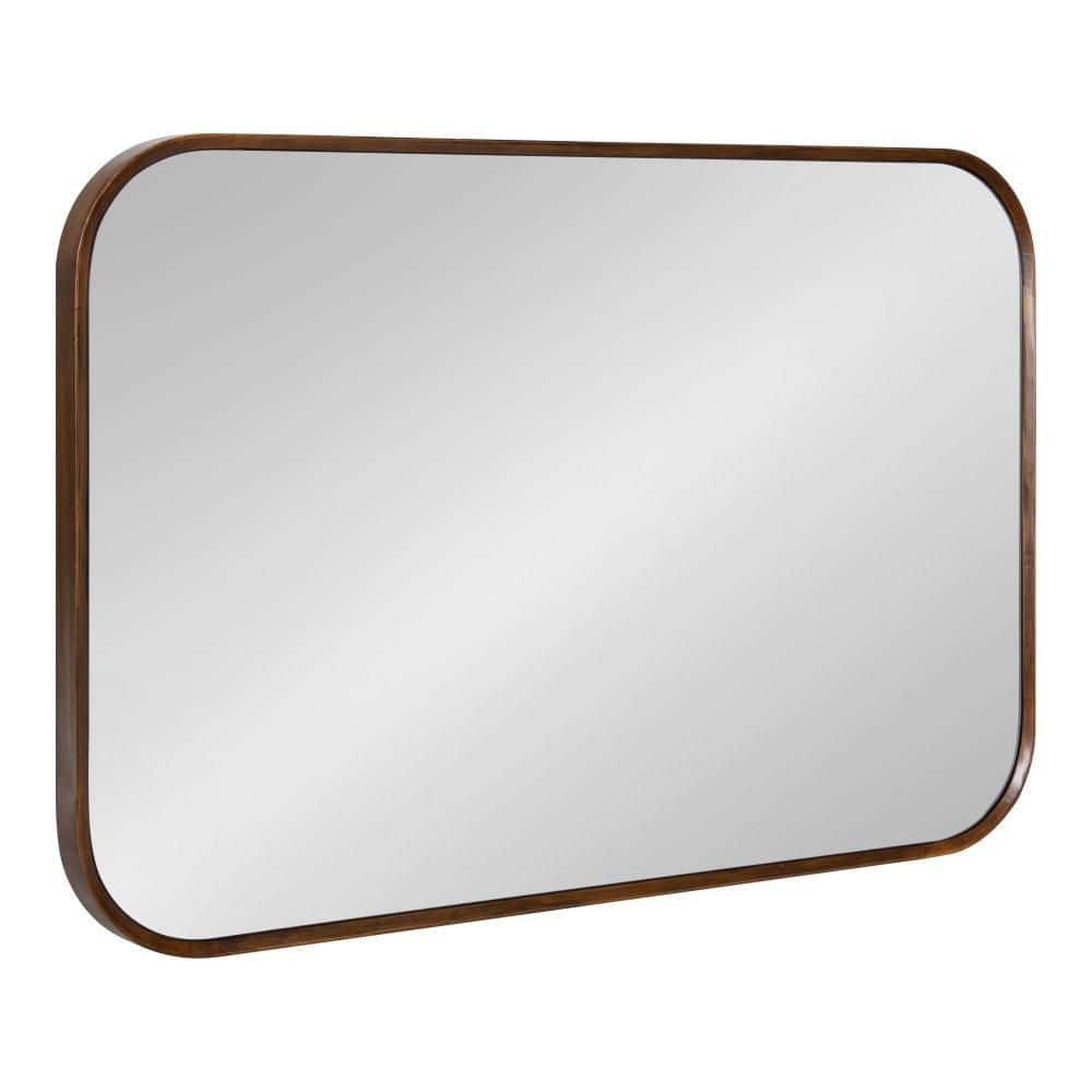 Kate and Laurel Nordlund 23.37 in. W x 35.00 in. H Rectangle Wood Walnut Brown Framed Modern Wall Mirror 222513