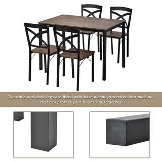 Harper  Bright Designs 5-Piece Industrial Brown Dining Set with Ergonomic Chairs ST000020AAD