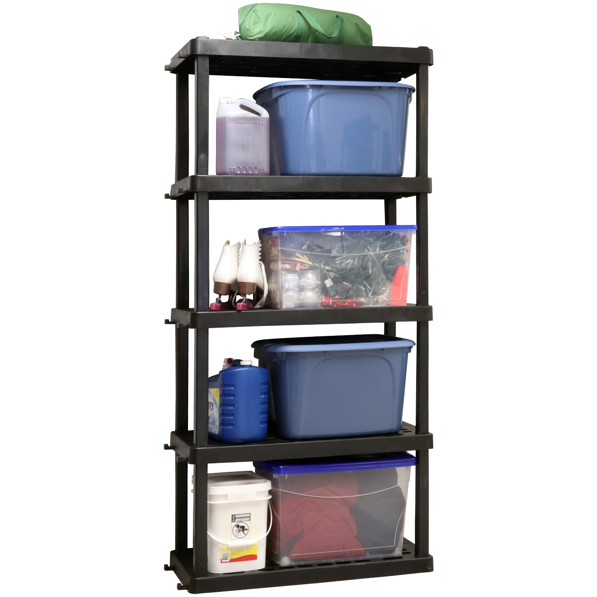 Oskar 5-Tier Storage Shelf, Interlocking Heavy Duty Shelving Unit, 750 lbs (340 kg) Capacity, Multipurpose Organizer for Garage, Basement, Utility Shed, Workshop, Made in North America, Black