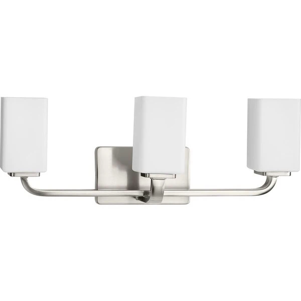 Cowan Collection Three-Light Brushed Nickel Opal Glass Bath Vanity Light - 23.5 in x 7.75 in x 8.5 in