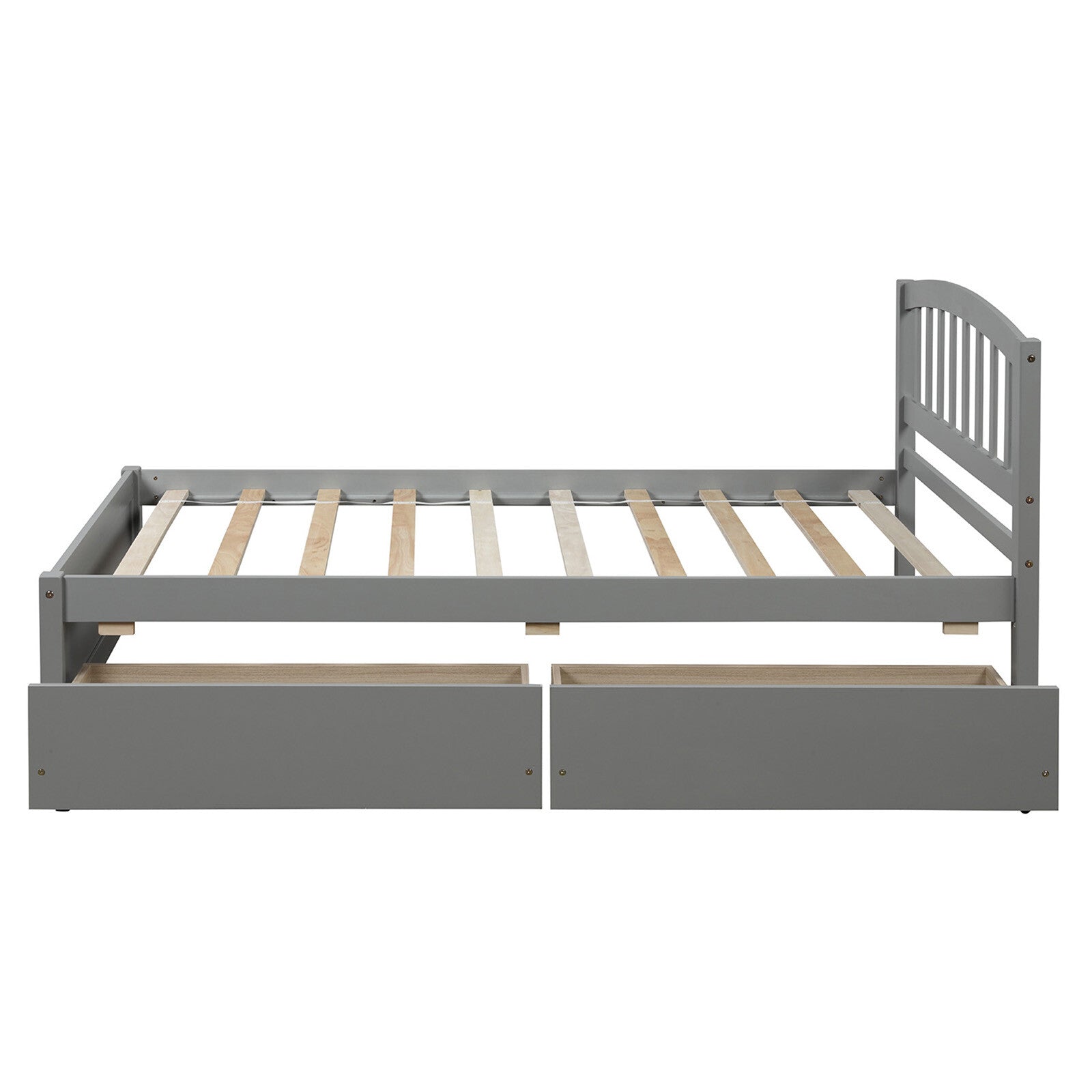 WEIKABU Wood Platform Storage Bed Frame with 2 Drawers and Headboard, Twin Size, Gray