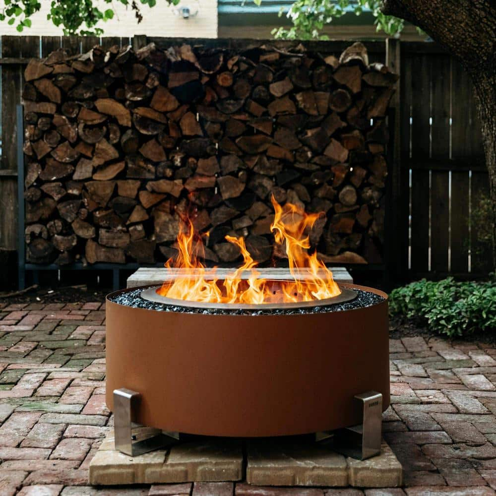 Breeo Luxeve Earth Rust With Black Glass Outdoor Smokeless Fire Pit BR-LE24-ETBL