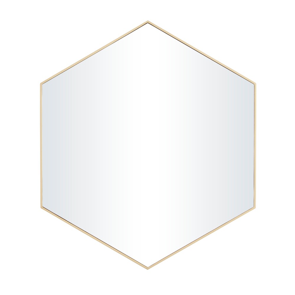 Contemporary Hexagon Wood Wall Mirror   Multiple Finishes and Sizes