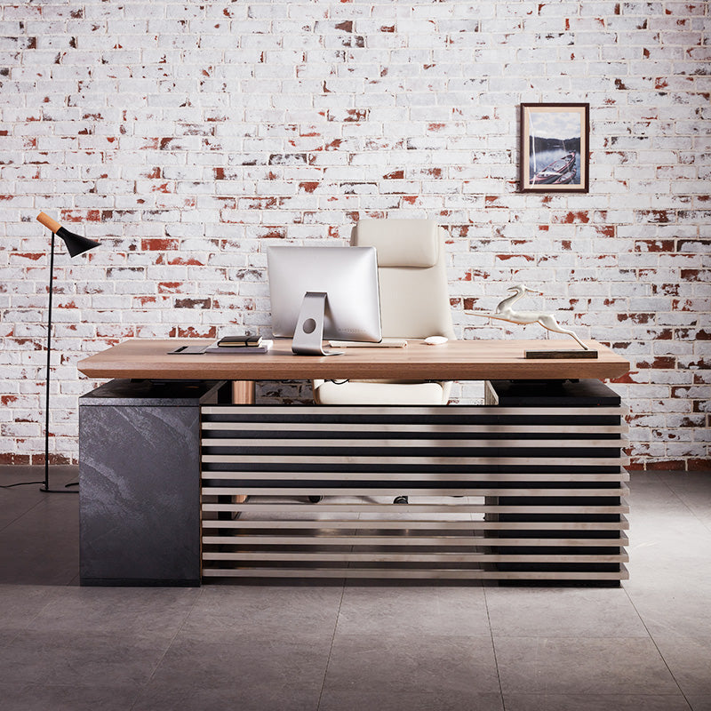 PHOENIX Executive Desk with Right Return 1.8M - Warm Oak & Black