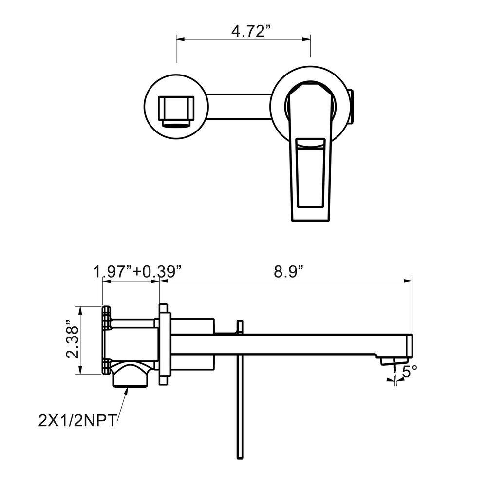 Hlihome Single-Handle Wall Mounted Bathroom Faucet in Matte Black RBDK-0894-MB