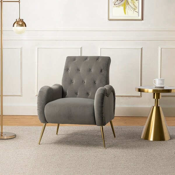 Calymne Modern Upholstered Armchair with Button-tufted Back by HULALA HOME