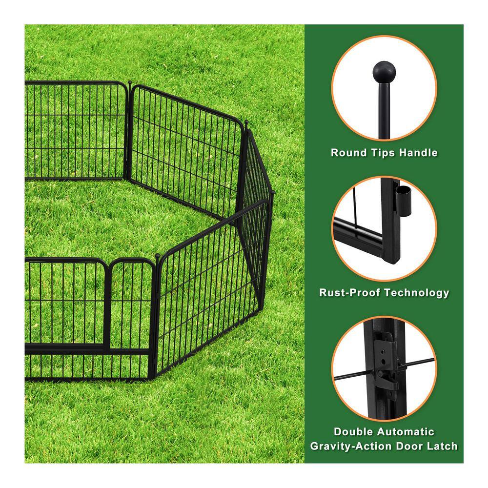 FENCY 24 in. Black Metal Decorative Outdoor Border Garden Fence HD-A-HW89020