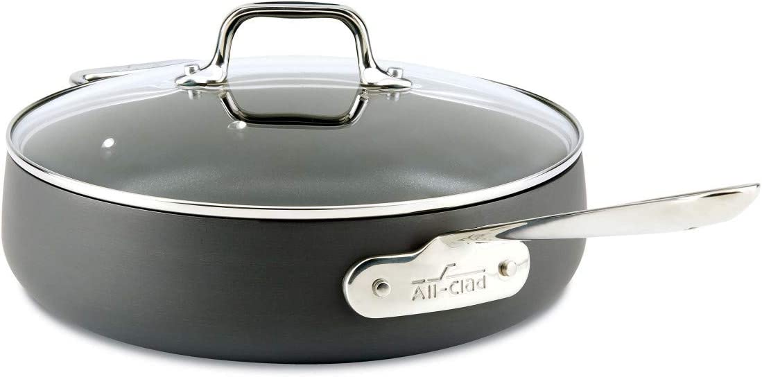 All-Clad E7853364 HA1 Hard Anodized Nonstick Dishwasher Safe PFOA Free Saute Pan Cookware， 4-Quart， Black