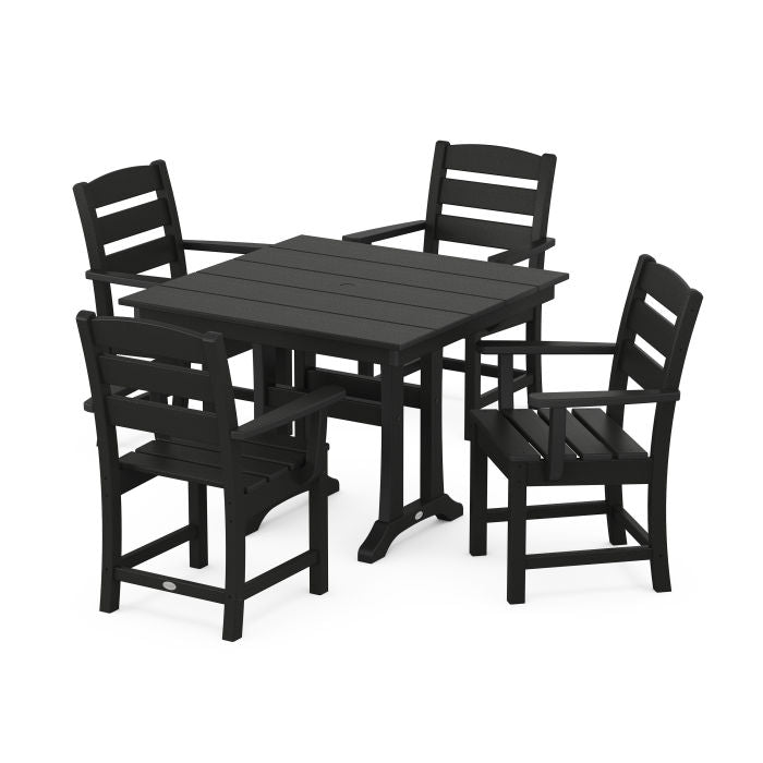 Polywood Lakeside 5-Piece Farmhouse Trestle Arm Chair Dining Set PWS638-1