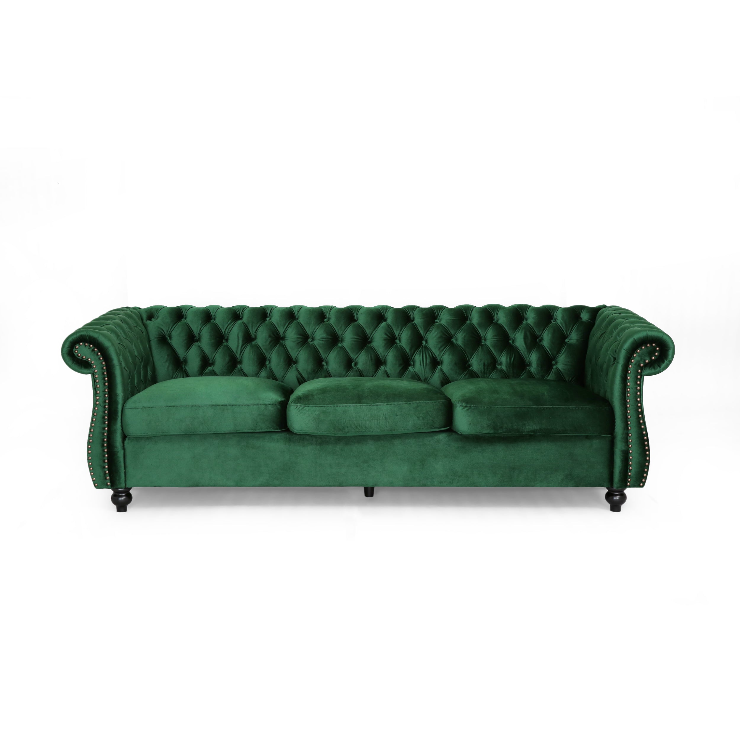 Vita Chesterfield Tufted Microfiber Sofa with Scroll Arms