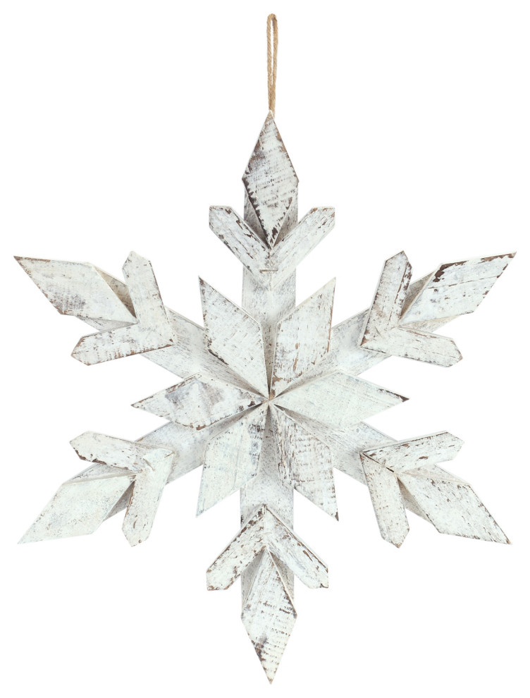 Snowflake Ornament  6 Piece Set  14 quotH Wood   Transitional   Christmas Ornaments   by Timeout PRO  Houzz