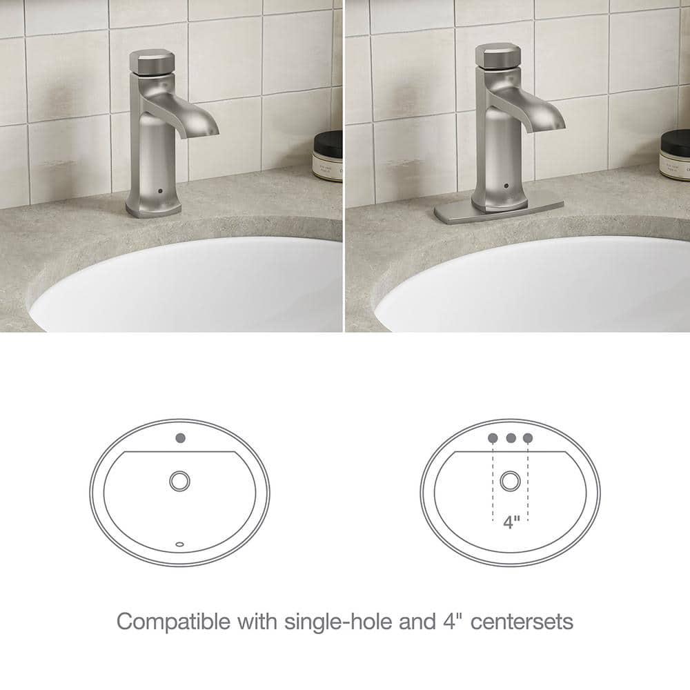 KOHLER Rubicon Battery Powered Touchless Single Hole Bathroom Faucet in Vibrant Brushed Nickel