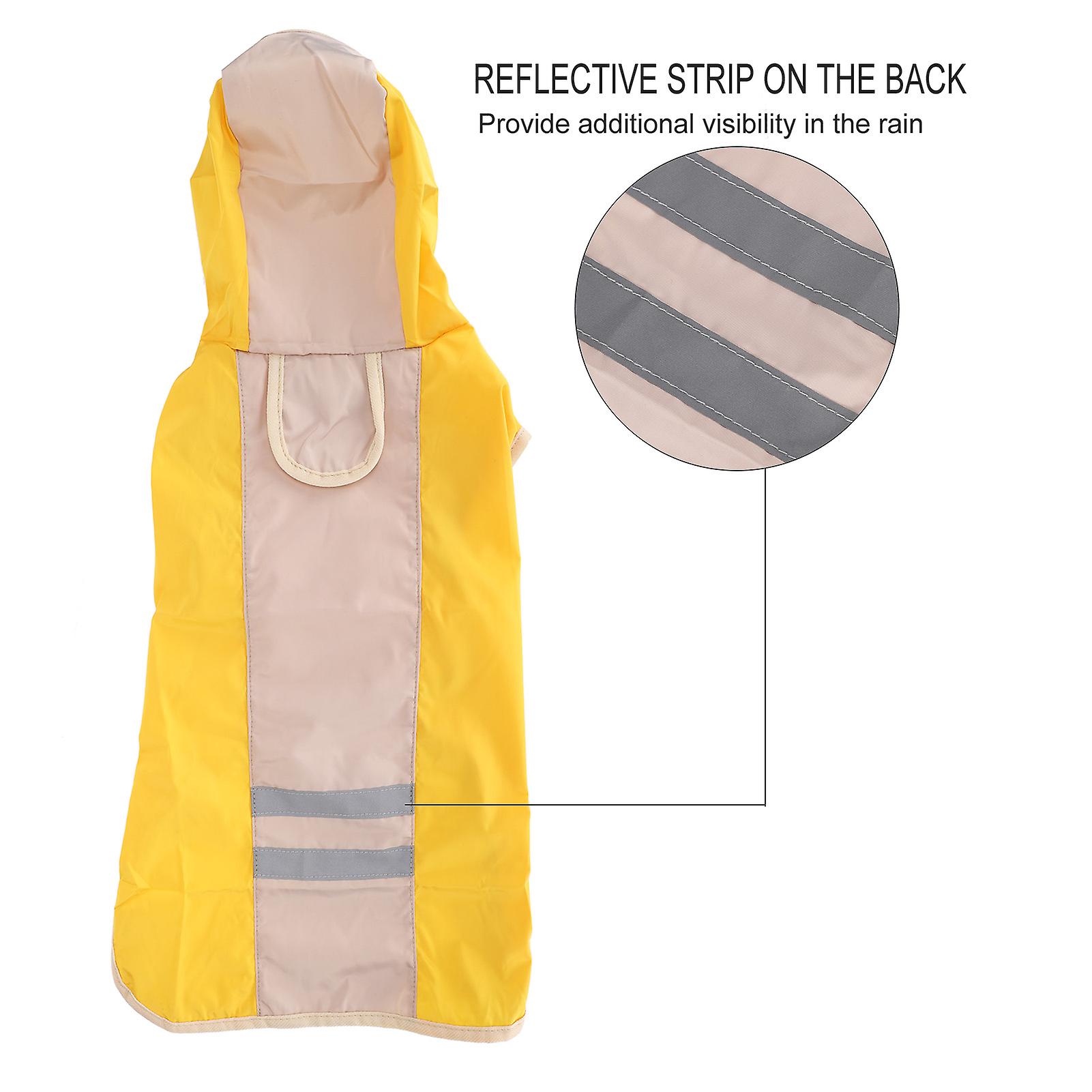 Dog Raincoat Waterproof Windproof Pet Rain Jacket With Safety Reflective Stripe Adjustable Dog Rainwear For Wet Rain Weather[large-yellow]