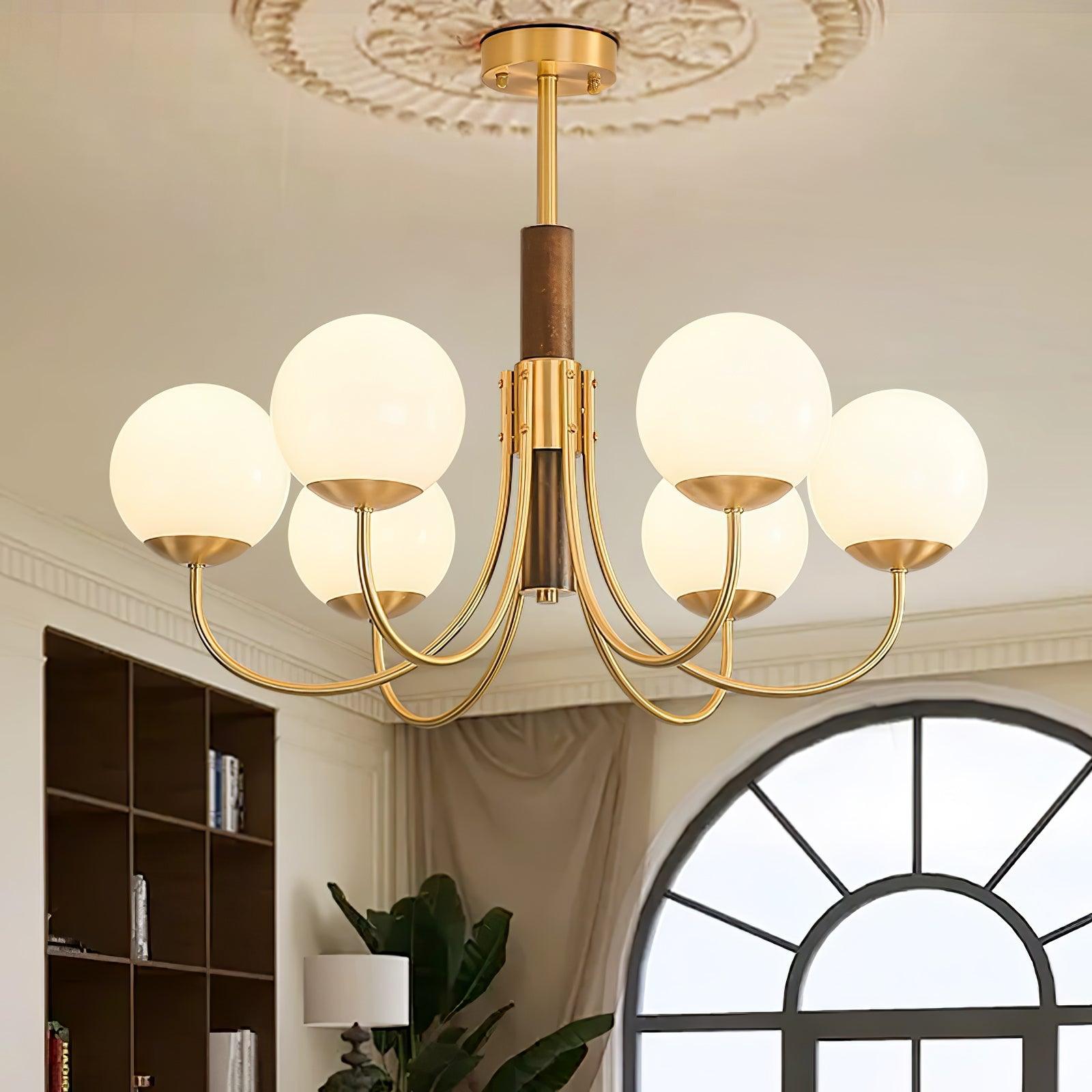 Midas Touch Walnut Sphere Chandelier