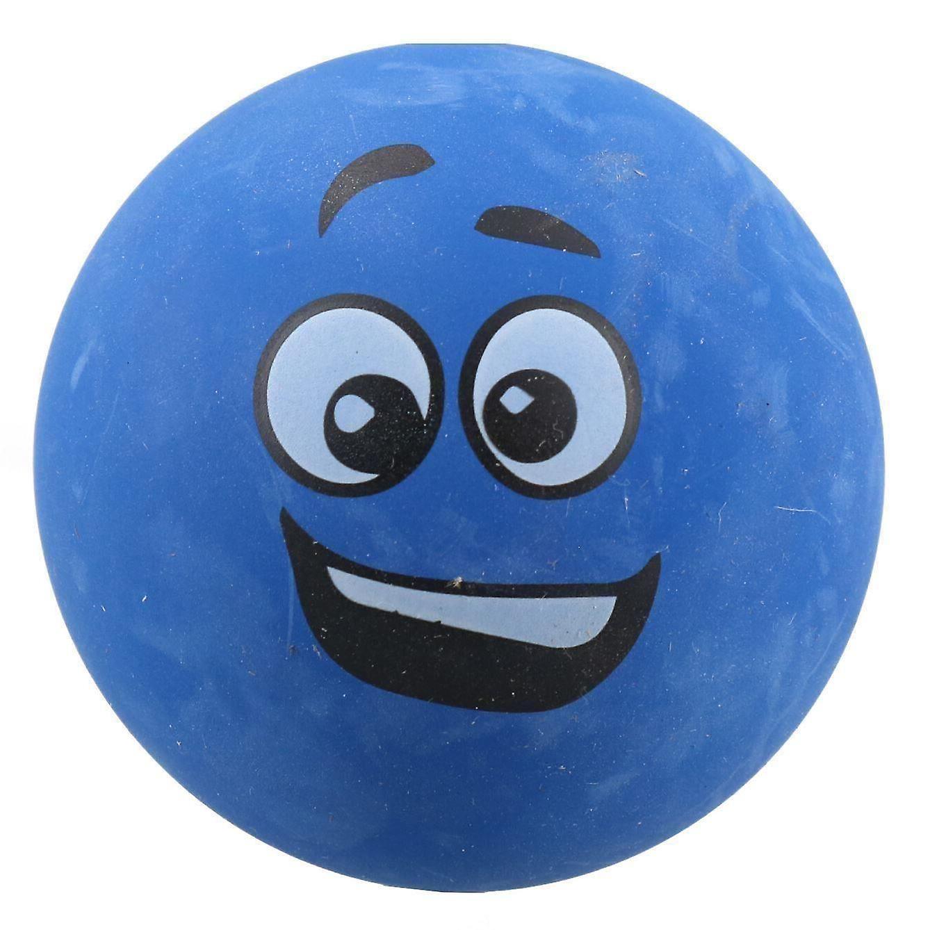 6x 6cm Blue Funny Face Super Bouncy Rubber Balls for Cats Puppy Dog Toys