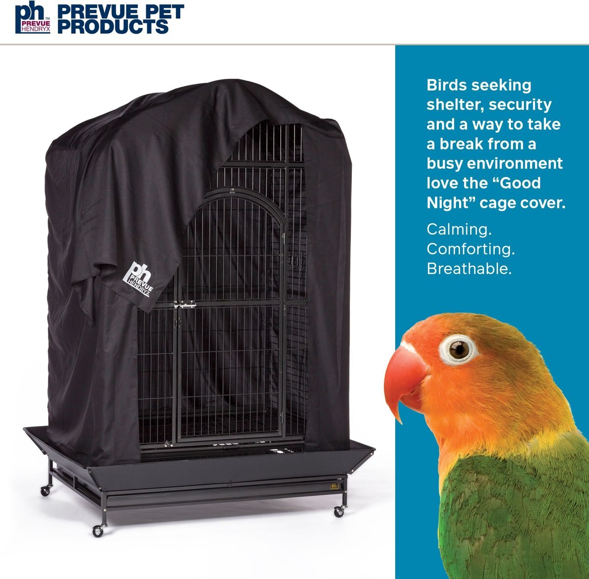 Prevue Pet Products Good Night Bird Cage Cover， Black， X-Large