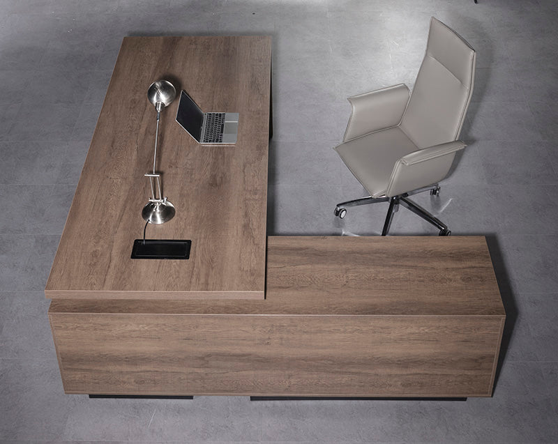 BALDER Executive Desk with Left Return 1.8-2.0M - Warm Oak & Black