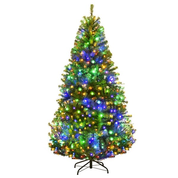 Gymax 59FT PreLit Christmas Tree Hinged Artificial Tree w/ Metal