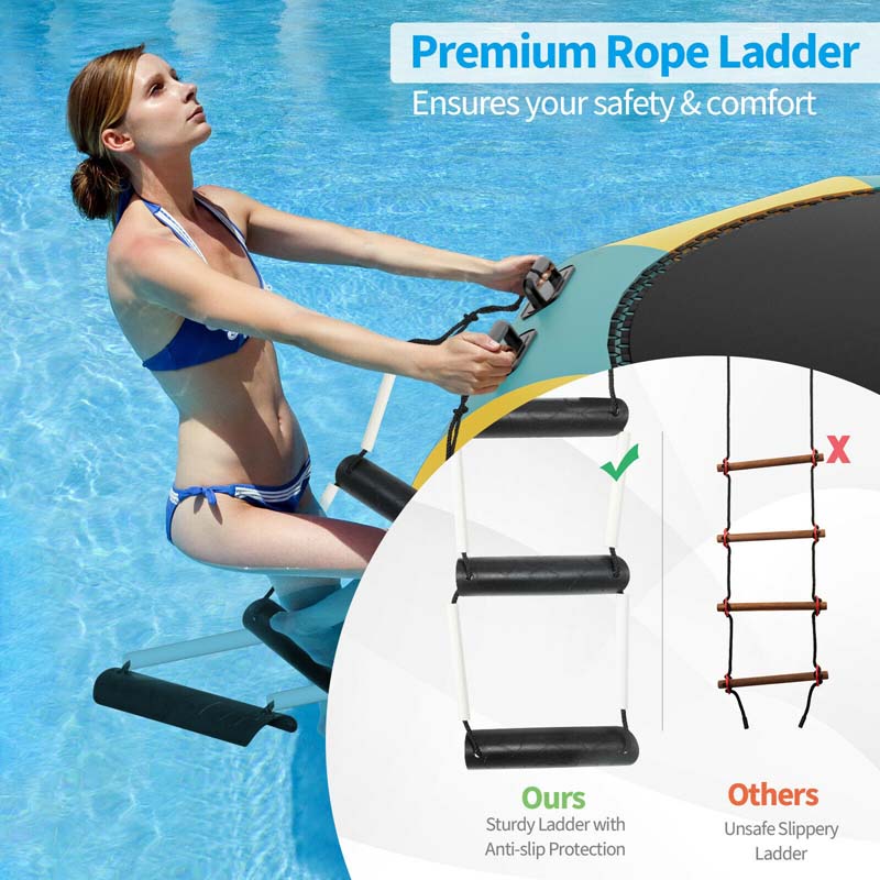 12 FT Inflatable Water Bouncer Trampoline Portable Bounce Swim Platform for Lakes Pools Calm Sea